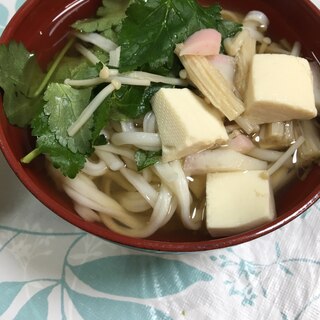 乾麺うどんで☆エノキと豆腐のお吸い物(*^^*)